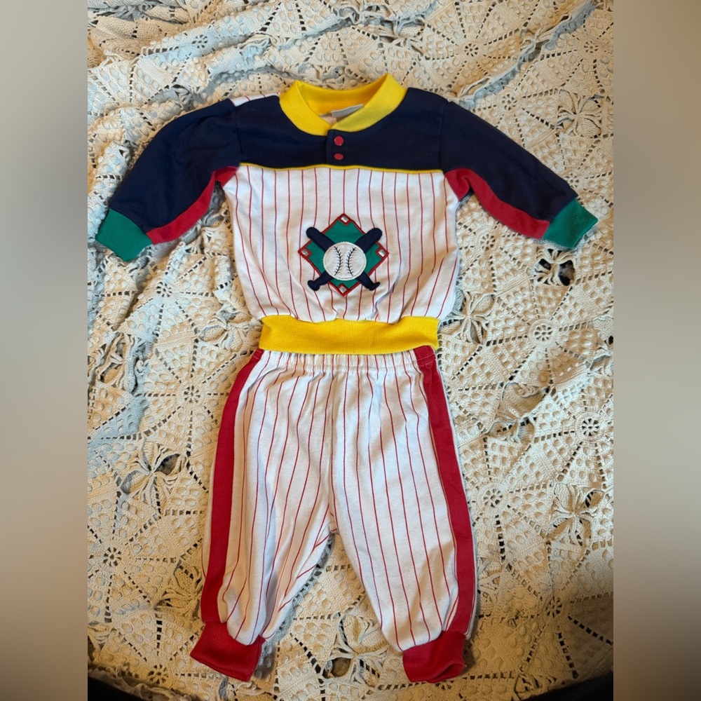 90s Vintage Small Steps Baseball Matching Set 3-6M